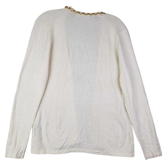 J McLaughlin Cardigan Sweater Cream Small Vacation Gold Chain Blair Gossip Girl - Picture 3 of 9